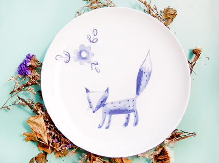 Flower fox plate